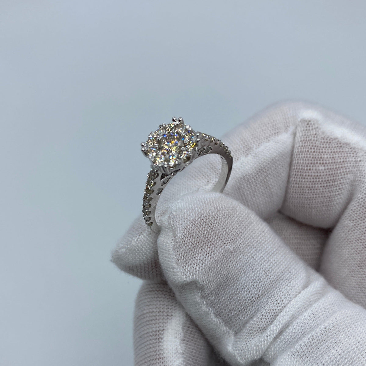 14K Gold Luxe Diamond Engagement Ring in white gold - close-up product photo