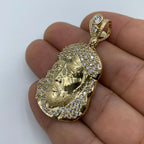14K Gold Jesus Head Pendant 1.9 in - additional product view 6