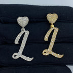 14K Gold Initial L Script Heart Diamond Pendant - additional product view 2