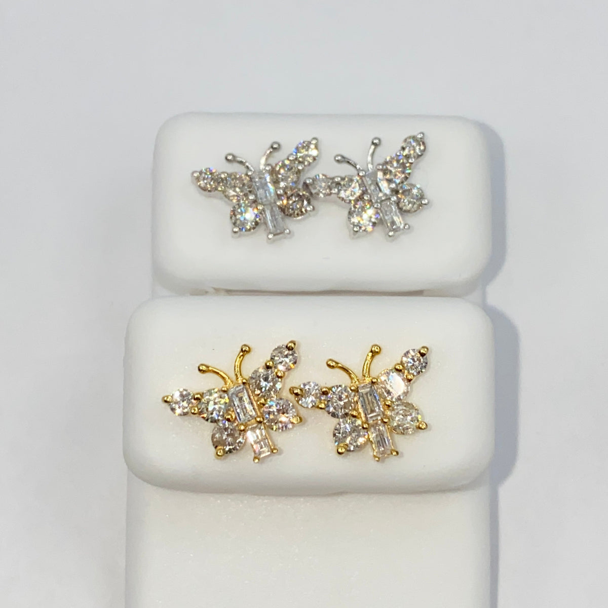14K Gold Butterfly Diamond Baguette Earrings - additional product view 3