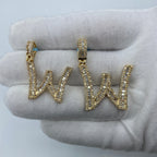 14K Gold Bamboo Initial Letter Diamond Baguette Pendants Full Collection - additional product view 37