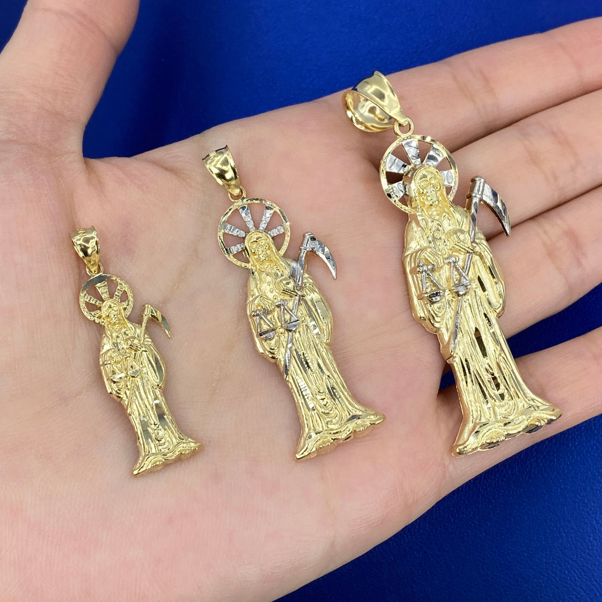 10K Gold Santa Muerte Grim Reaper Pendant - additional product view 2