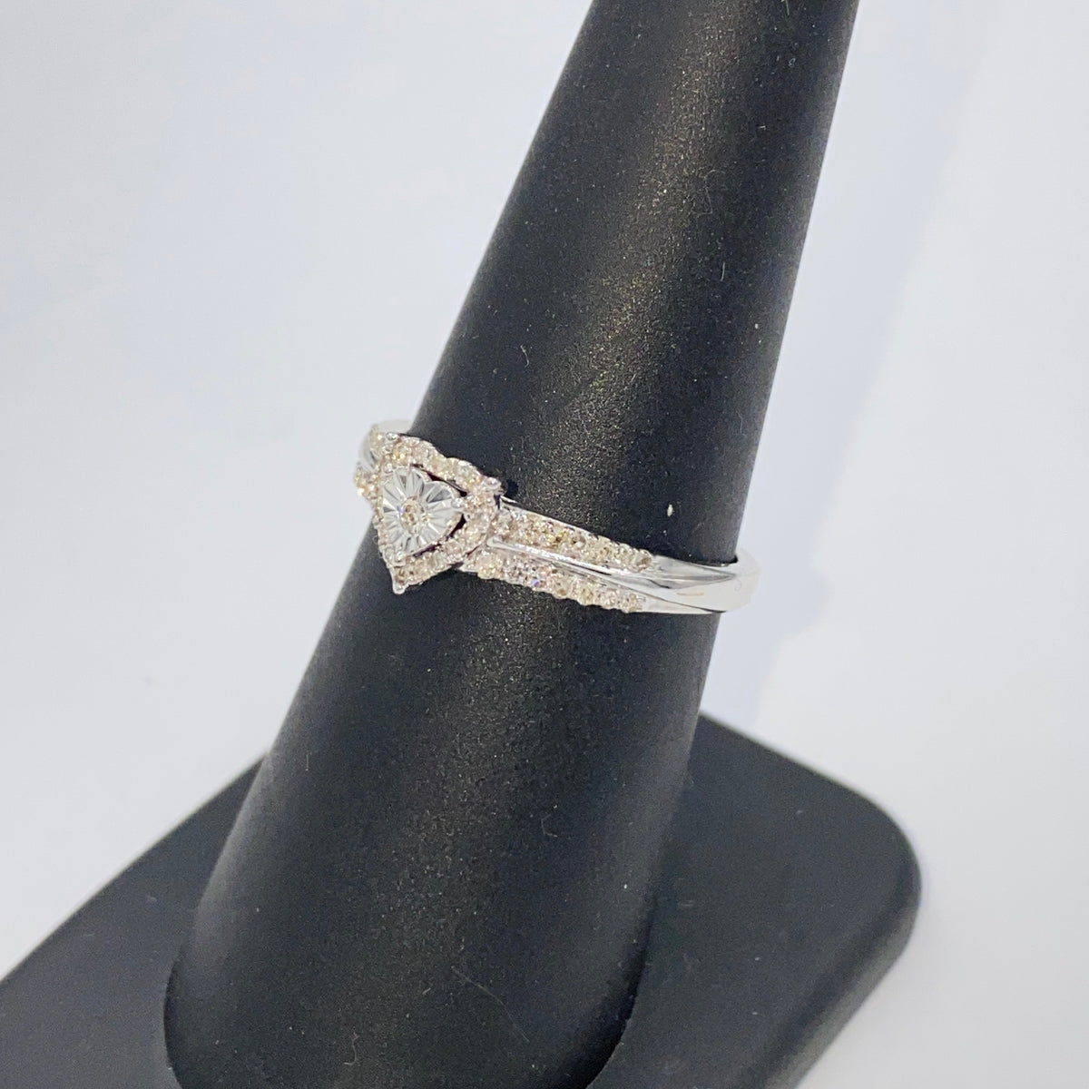 10K Gold Heart Halo Diamond Ring - additional product view 9