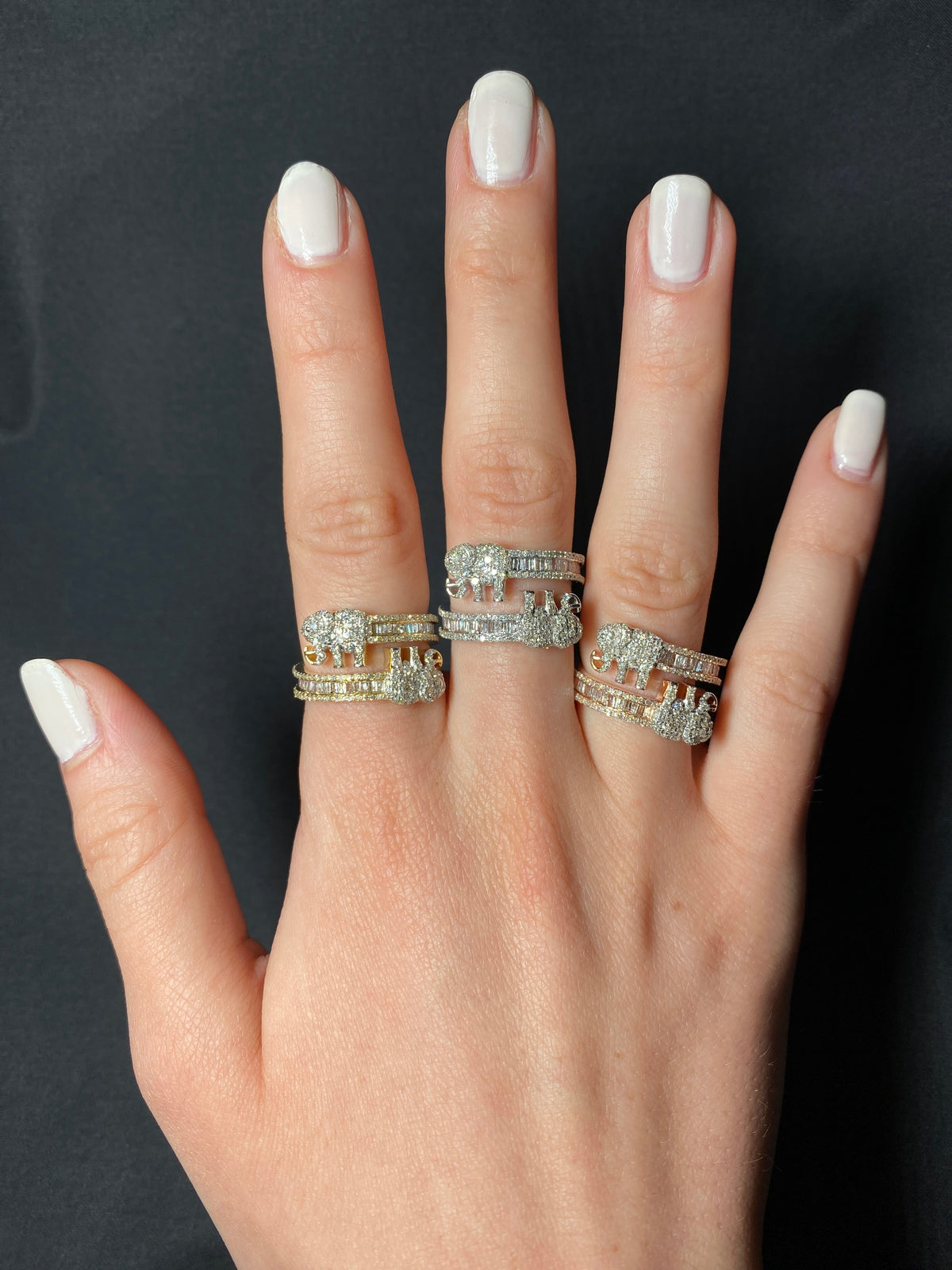 10K Gold Baguette Elephant Diamond Ring - additional product view 8