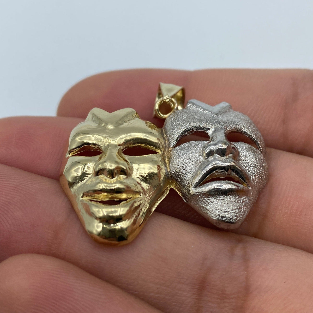10K Gold Laugh Now Cry Later Pendant 1.4 in - additional product view 4