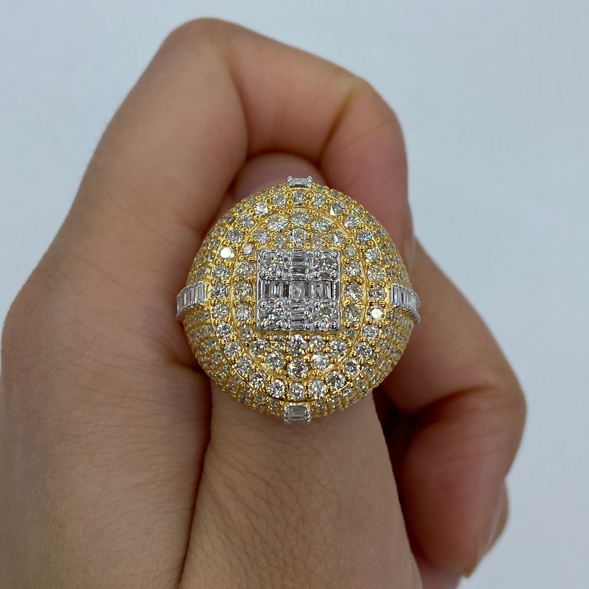 14K Gold Diamond Baguette Signet Dome Ring - additional product view 4