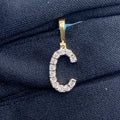 14K Gold Single Stone Initial C Diamond Pendant, Small - close-up product photo