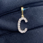 14K Gold Single Stone Initial C Diamond Pendant, Small - close-up product photo