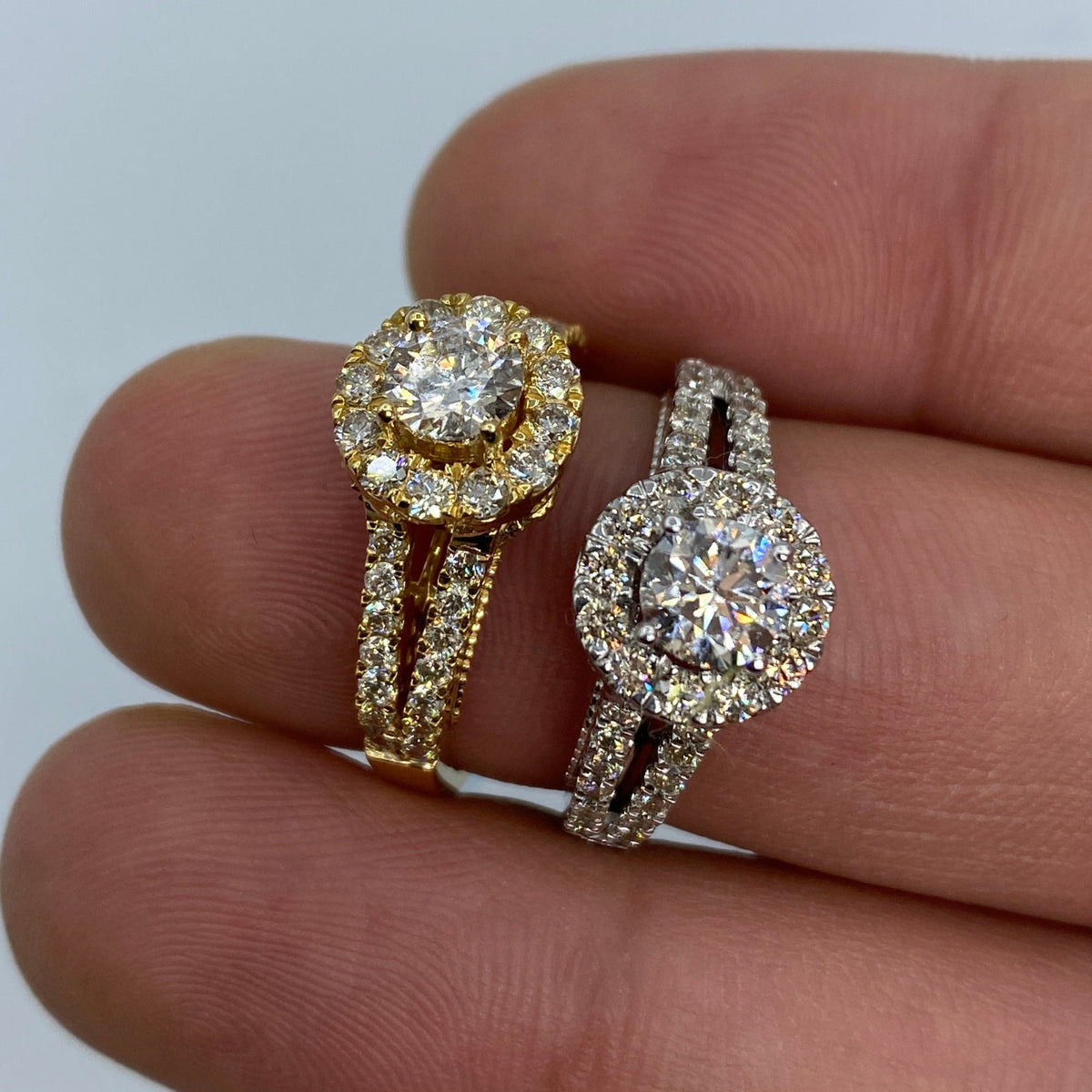 14K Gold Jumbo Center Diamond Halo Engagement Ring - additional product view 2