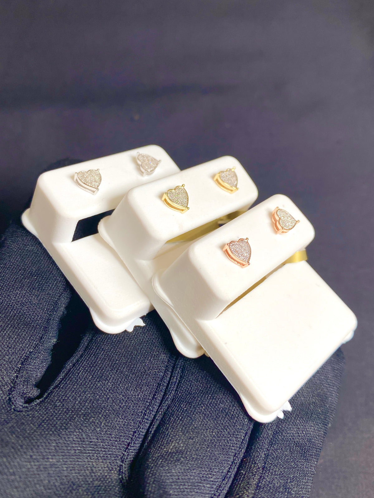 10K Gold Castle Heart Diamond Earrings - additional product view 4
