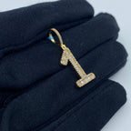 14K Gold Number 1 Diamond Baguette Pendant - additional product view 3