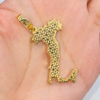 14K Gold Italy Flag Diamond Pendant - additional product view 7