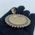 14K Gold Evil Eyes Circle Picture Photo CZ Pendant - additional product view 3