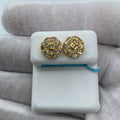 14K Gold Jumbo Regal Circle Diamond Baguette Earrings in yellow gold, Small - close-up product photo