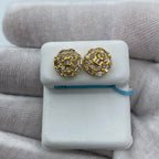 14K Gold Jumbo Regal Circle Diamond Baguette Earrings in yellow gold, Small - close-up product photo
