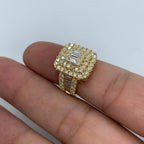 14K Gold Rectangle Center Diamond Baguette Ring in Yellow - additional product view 3