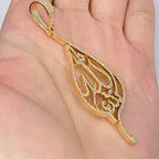 14K Gold Allah Leaf Diamond Pendant - additional product view 5