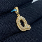 14K Gold Initial Q Bubble Diamond Pendant - additional product view 3