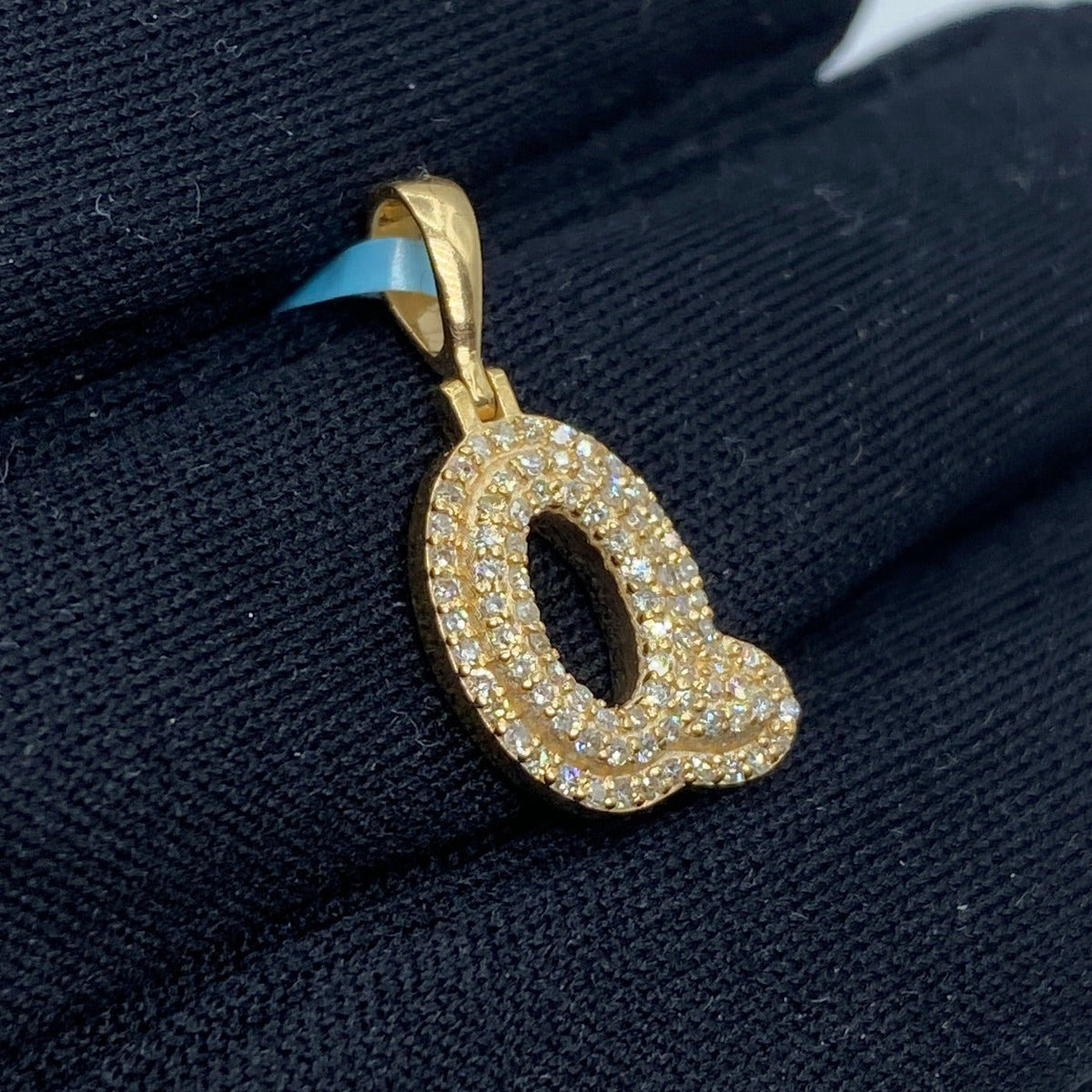 14K Gold Initial Q Bubble Diamond Pendant - additional product view 3