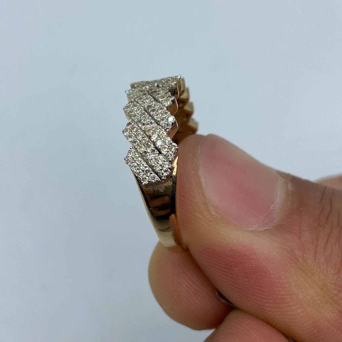 10K Gold Closed Cuban Link Diamond Ring - additional product view 5