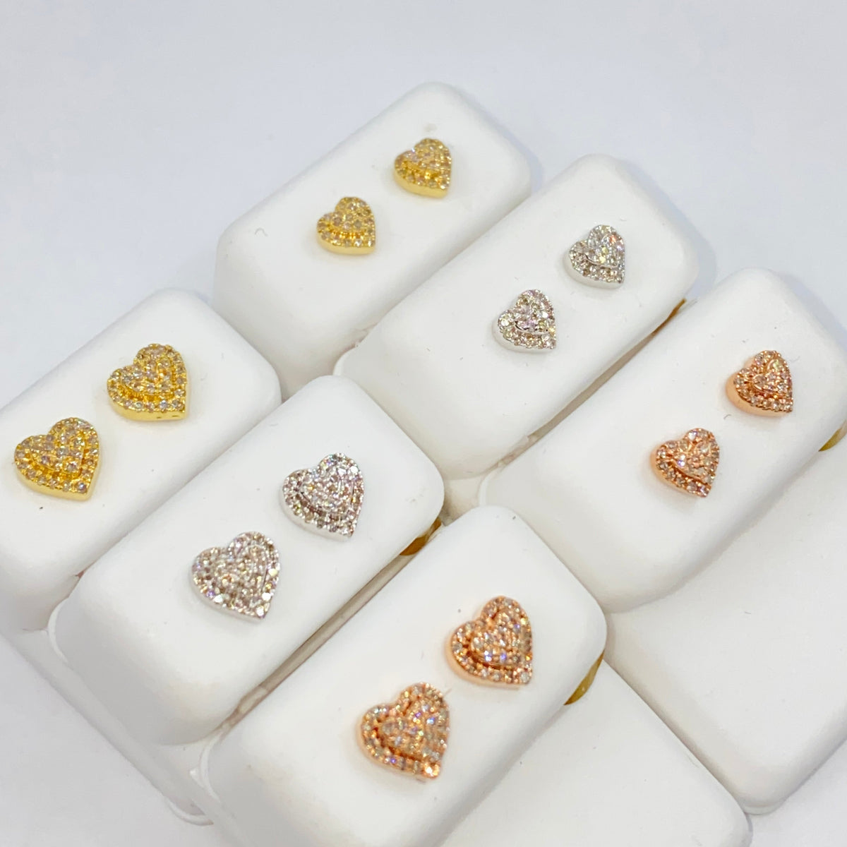 14K Gold Classic Heart Diamond Earrings - additional product view 5