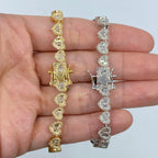 10K Gold 6.5mm Heart Link Diamond Baguette Bracelet 7 in - additional product view 3