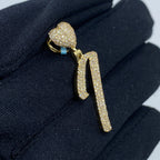 14K Gold Initial I Script Heart Diamond Pendant - additional product view 3