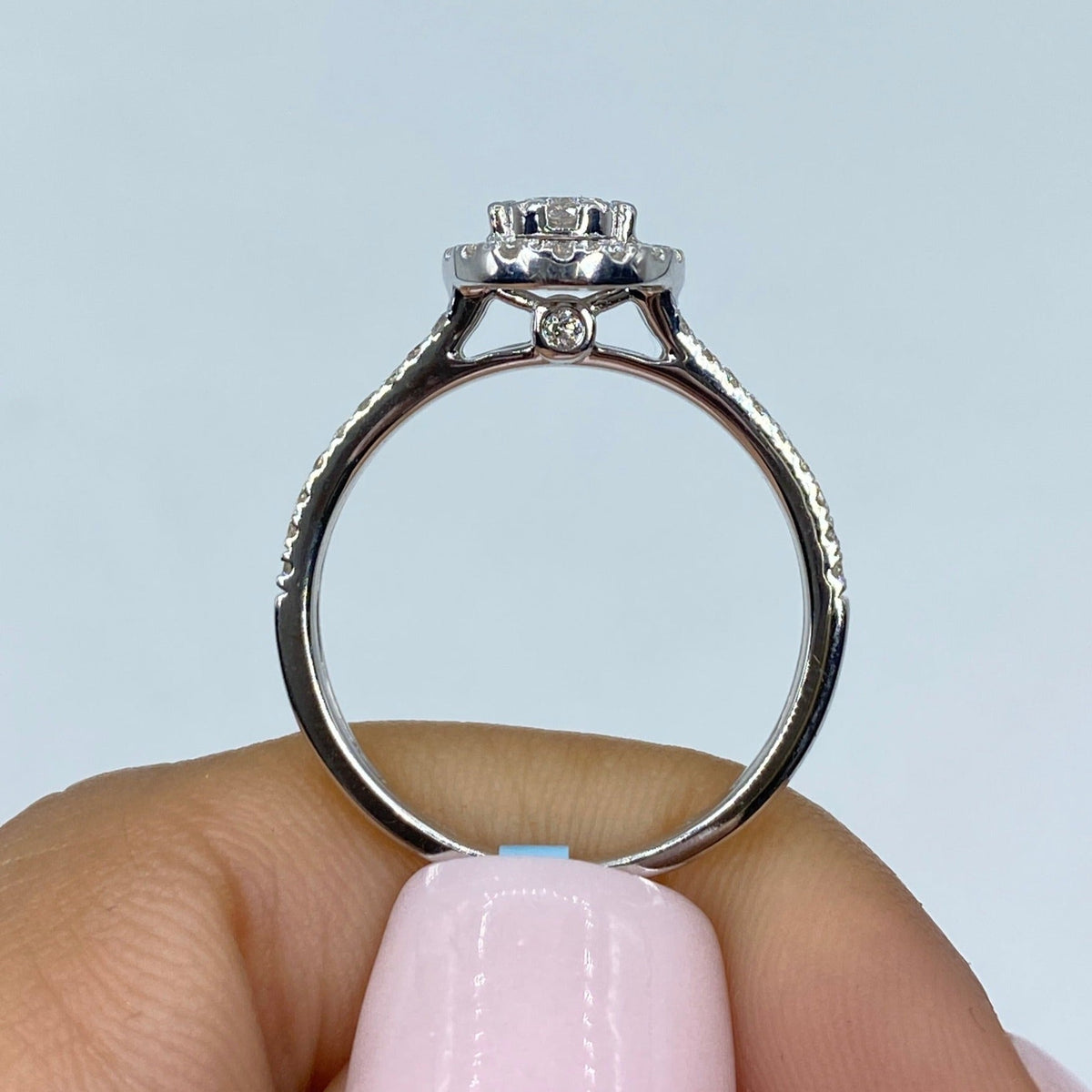 14K Gold Oval Halo Diamond Ring - additional product view 4