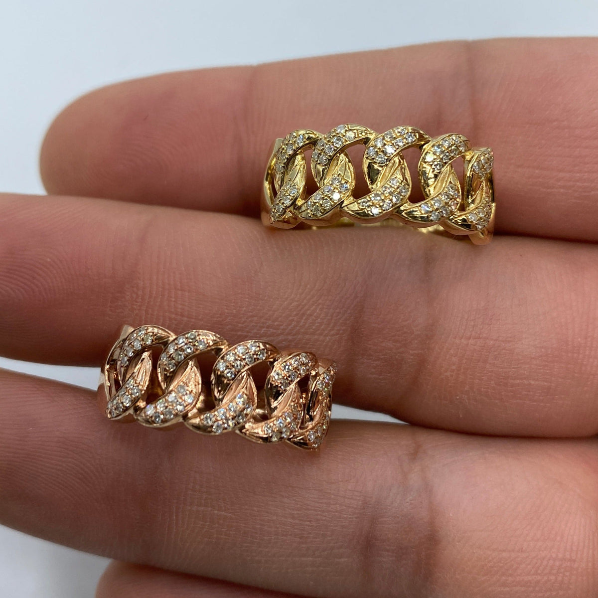 10K Gold Cuban Link Diamond Ring (9mm) - main product photo