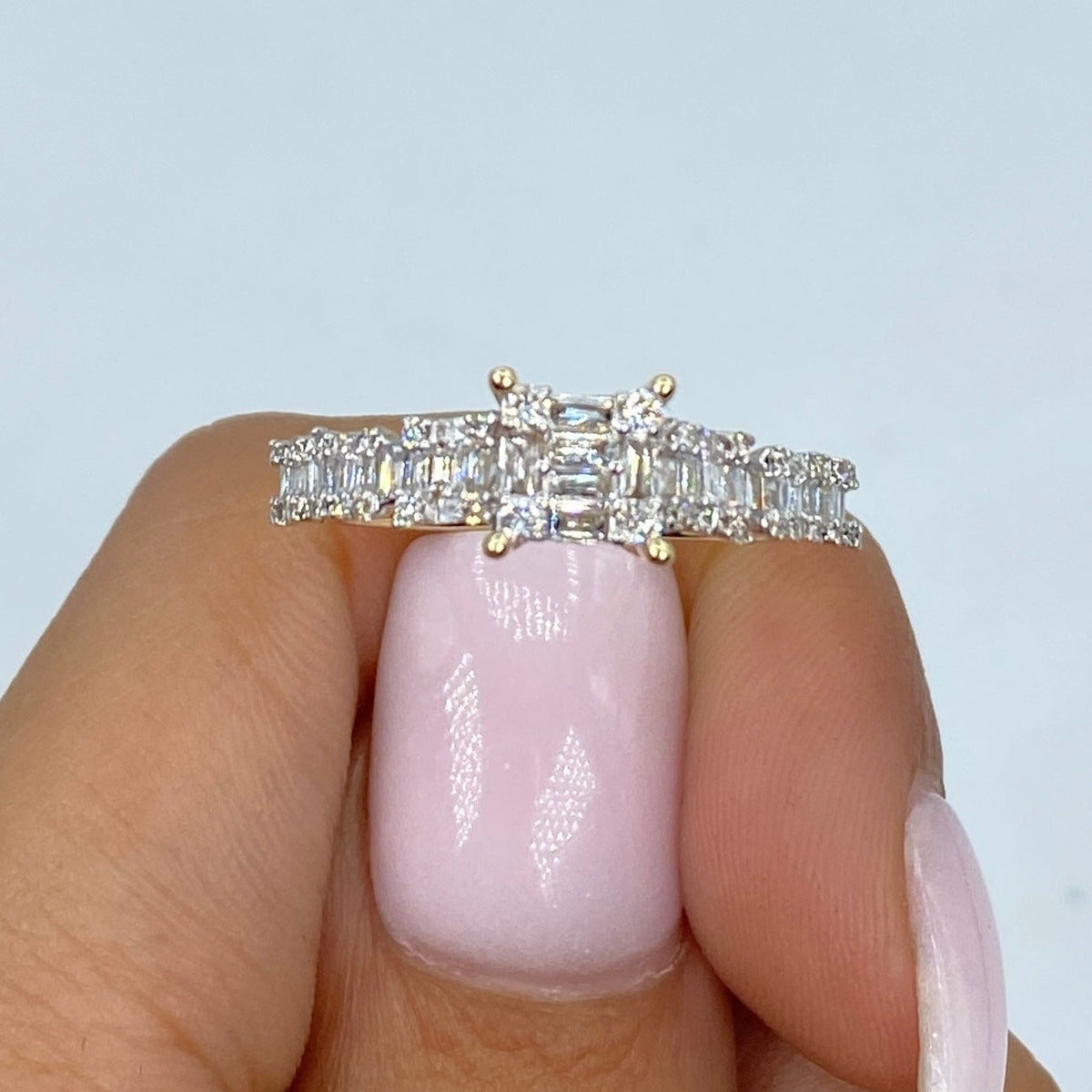 14K Gold Capitol Diamond Baguette Ring in yellow gold - close-up product photo