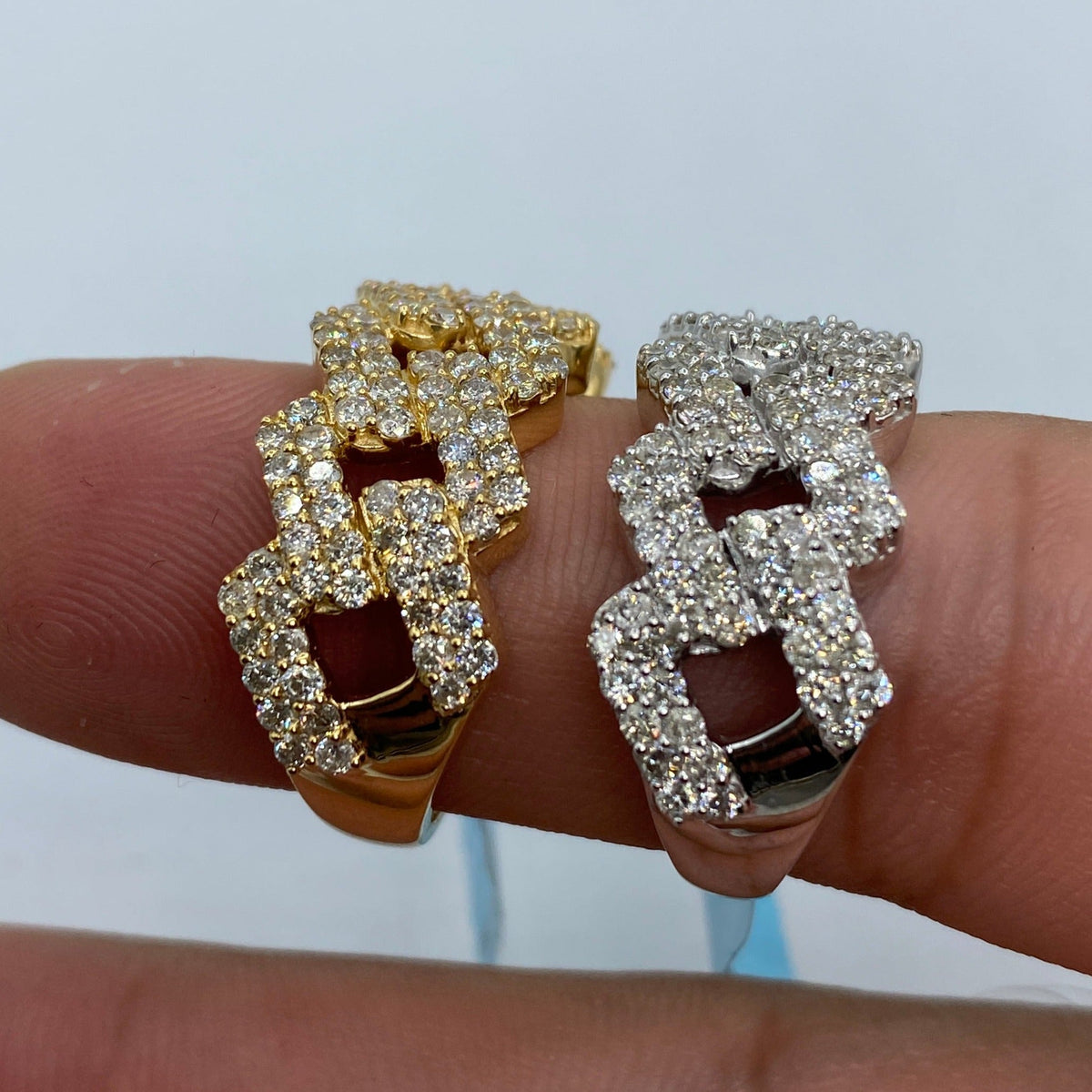 14K Gold 11mm Cuban Link Diamond Ring - additional product view 6