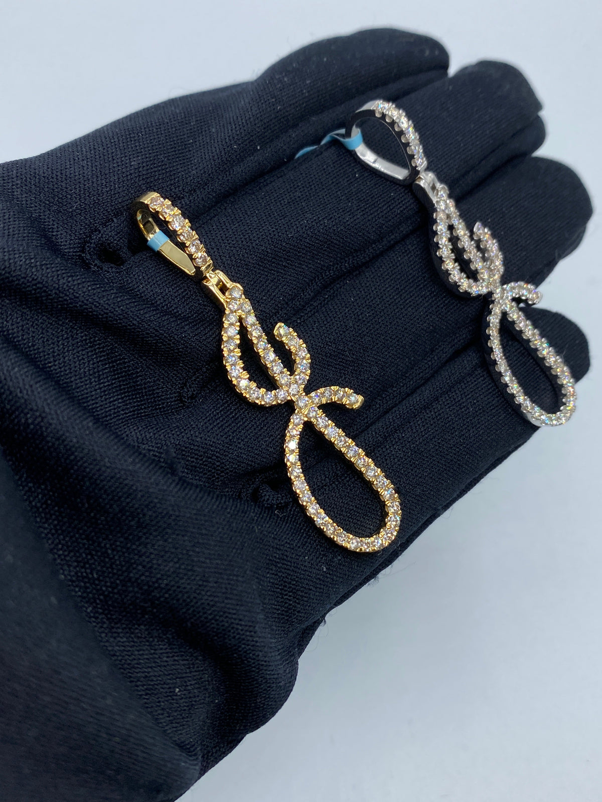 14K Gold Initial J Large Script Diamond Pendant - additional product view 5