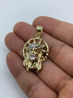 14K Gold Jesus Head with Halo Pendant 1.5 in - additional product view 4