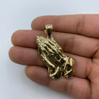 14K Gold Praying Hands Pendant 1.8 in - additional product view 6