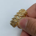 14K Gold 10mm Eternity Cuban Thorn Diamond Ring in yellow gold - close-up product photo