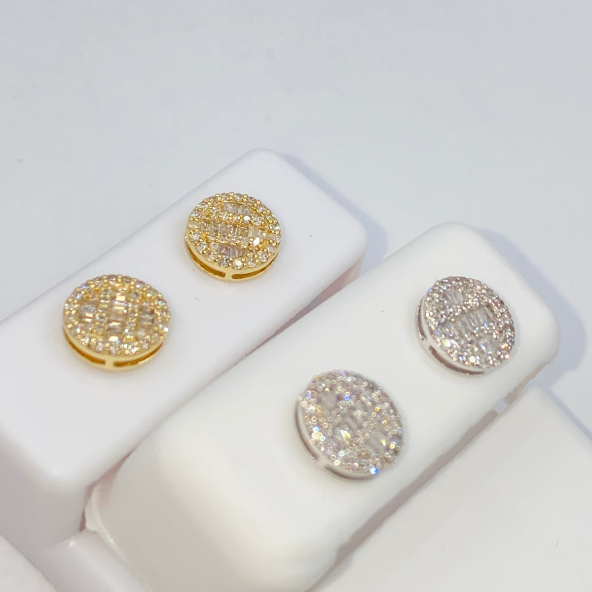 14K Gold 8.3mm Circle Diamond Baguette Earrings - additional product view 7