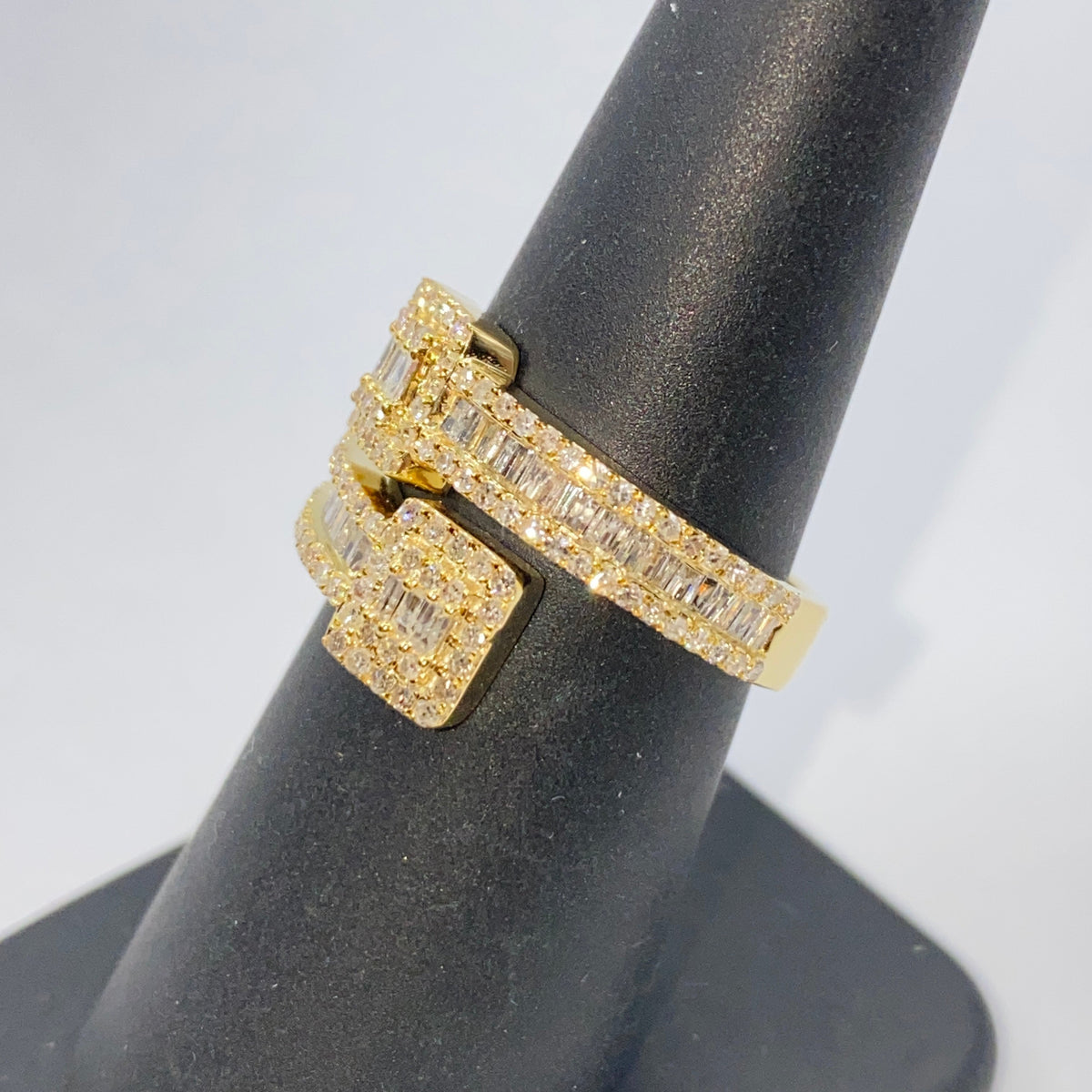 10K Gold Square Diamond Baguette Wrap Ring - additional product view 5