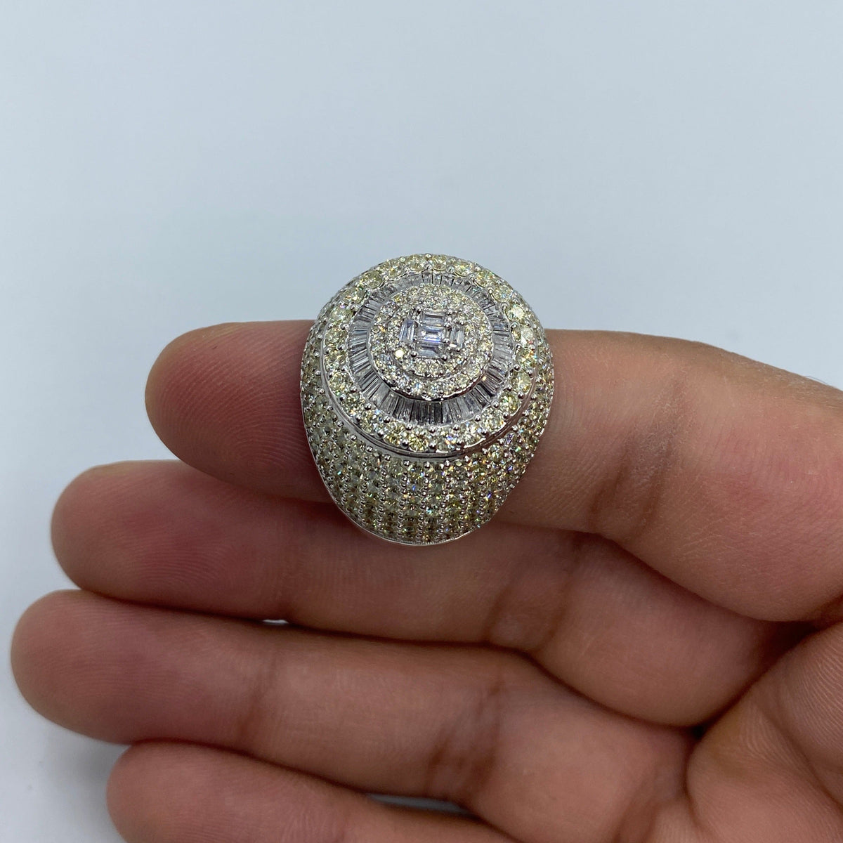 14K Gold Circle Dome Diamond Baguette Ring - additional product view 3