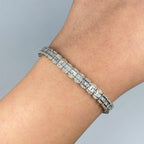 14K Gold Rounded Rectangle Link Diamond Baguette Bracelet 7mm - additional product view 2