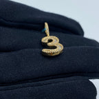 14K Gold Number 3 Diamond Baguette Pendant - additional product view 4