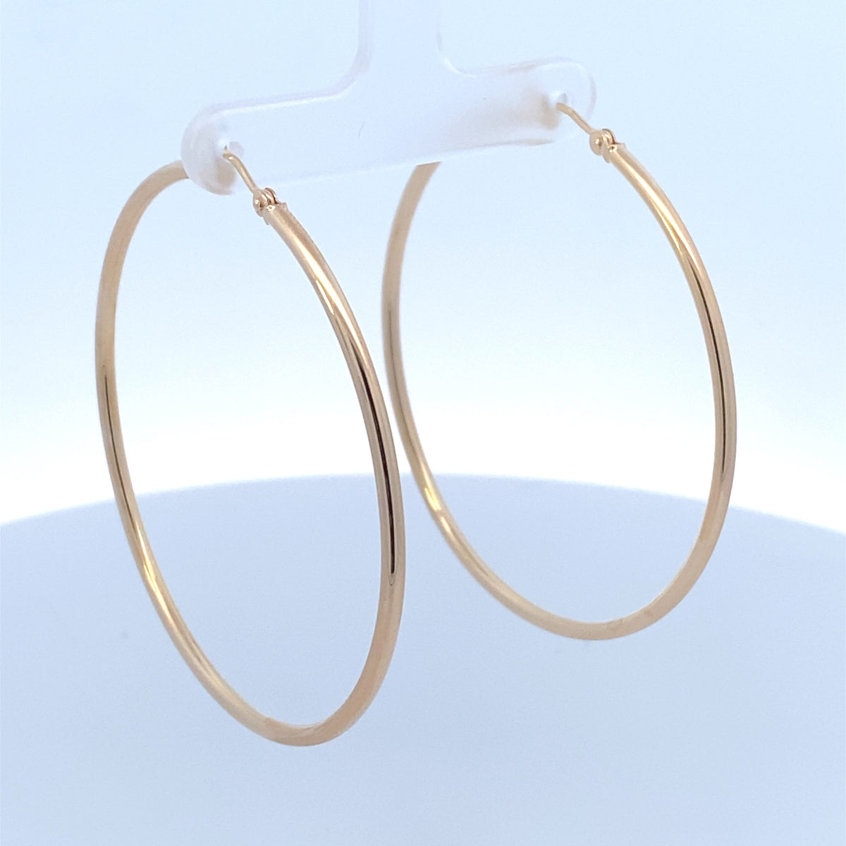 14K Gold Large 2mm Hoop Earrings - additional product view 2