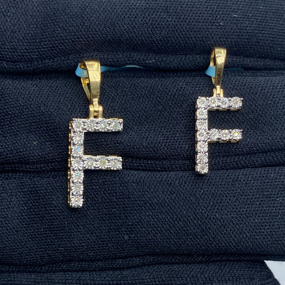 14K Gold Single Stone Initial F Diamond Pendant - main product photo