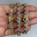 10K Gold 9mm Multi-Color Hearts Link Diamond Baguette Bracelet 6.5-7.5 - additional product view 6