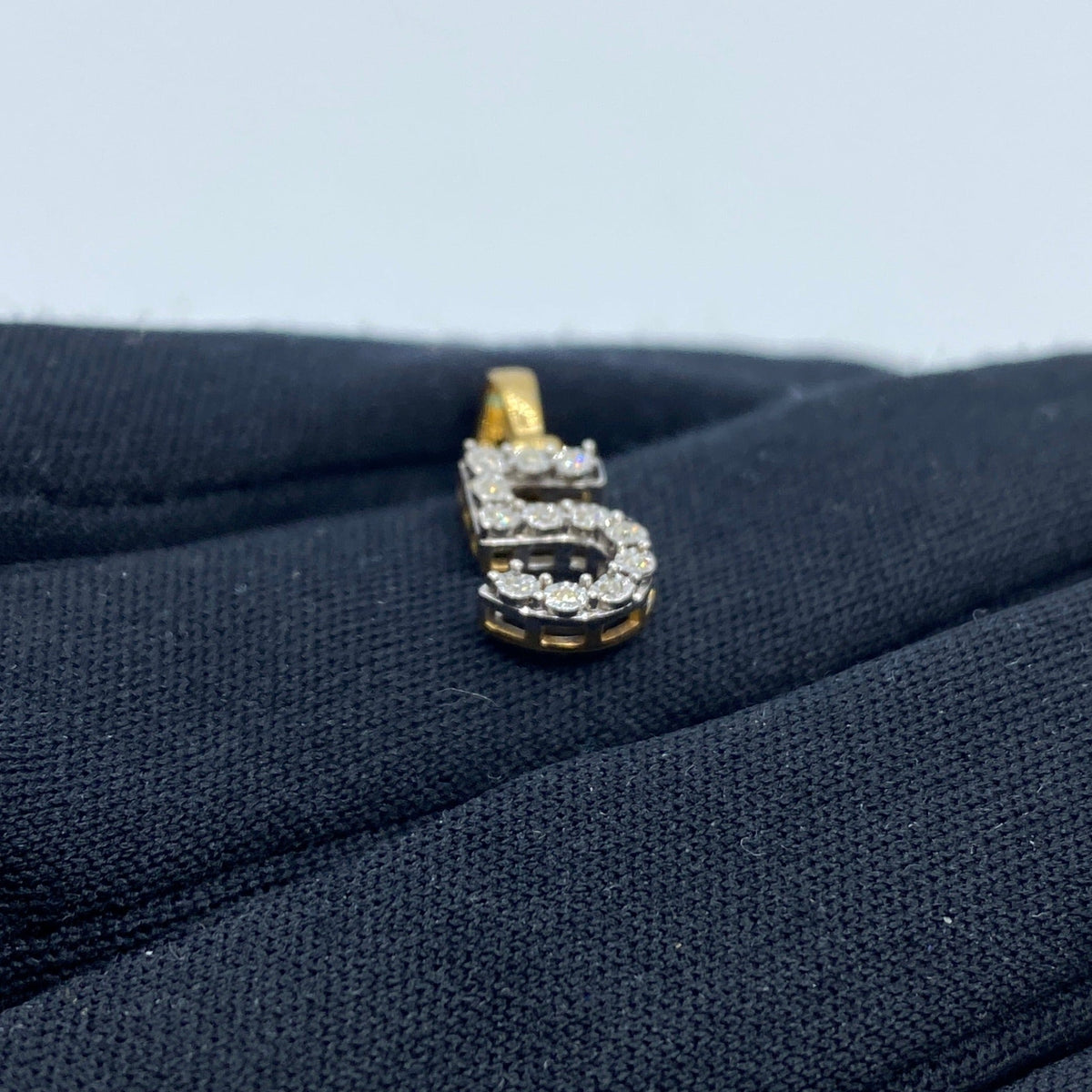 14K Gold Number 5 Diamond Pendant - additional product view 4