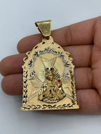 14K Gold Saint Barbara Medallion Pendant 3.0 in - additional product view 3