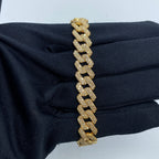 10K Gold 10mm Cuban Link Diamond Bracelet 7.5 in in yellow gold - close-up product photo