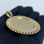 14K Gold Cuban Round Picture Photo CZ Pendant - additional product view 3