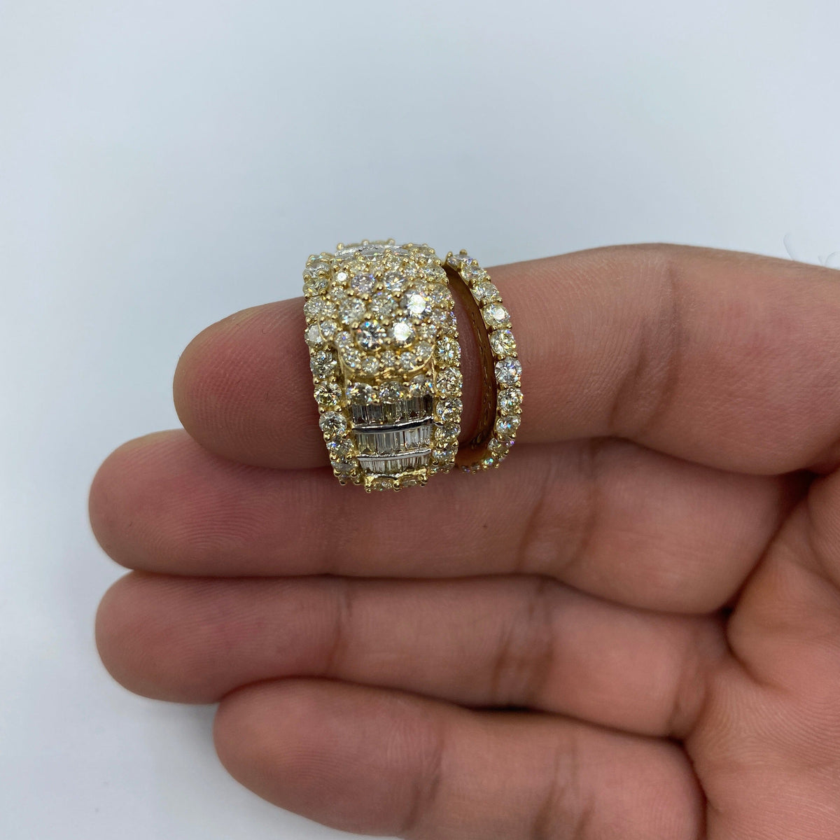 14K Gold Floral Tower Diamond Ring with Matching Band - additional product view 3