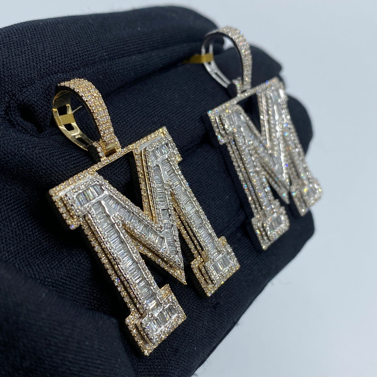 Initial M Baguette Diamond Pendant - additional product view 5