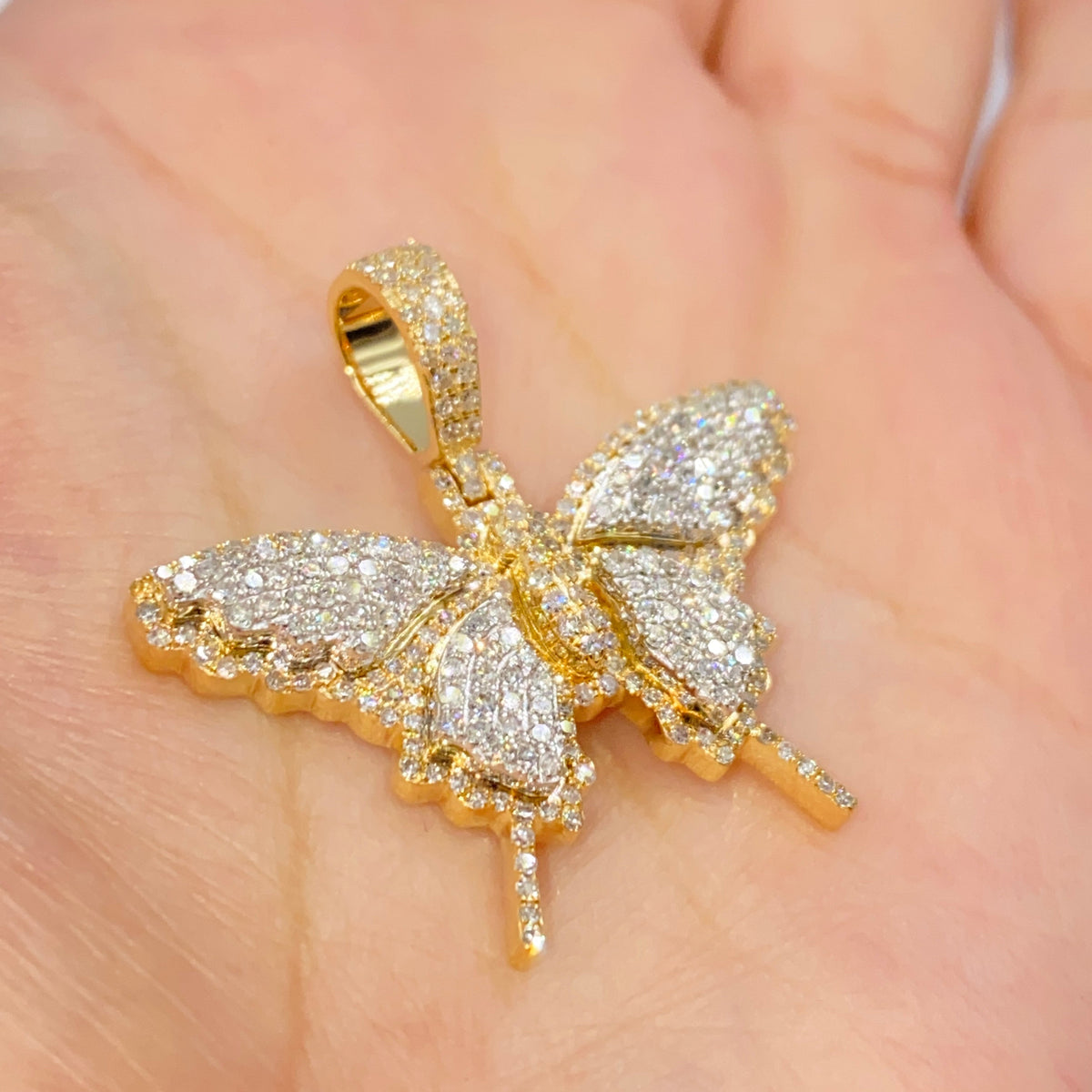 14K Gold Kali Butterfly Diamond Pendant in yellow gold - close-up product photo